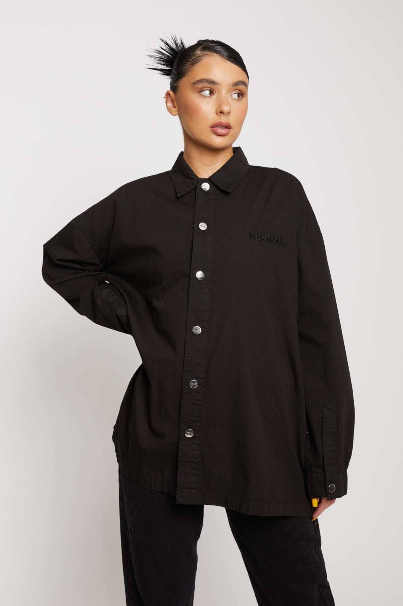 HERMAN COTTON OVERSIZED SHIRT - BLACK