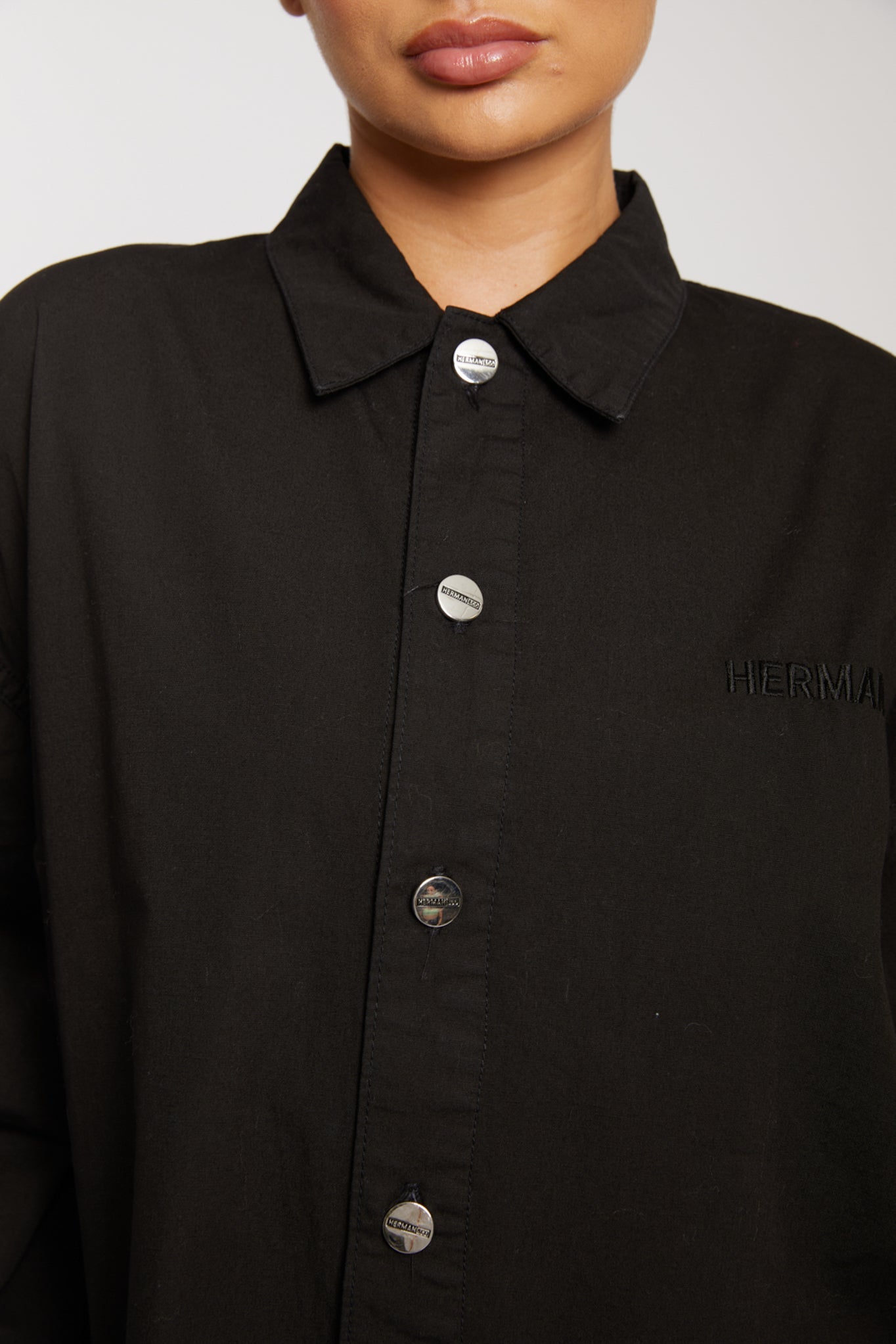 HERMAN COTTON OVERSIZED SHIRT - BLACK