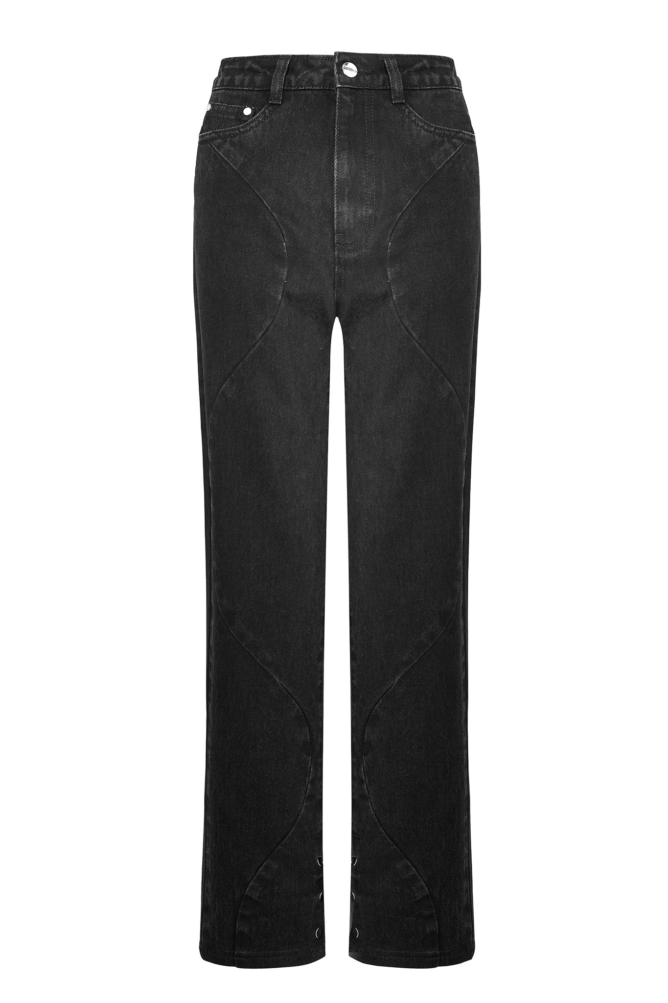 HIGH WAISTED STRAIGHT LEG JEANS - BLACK