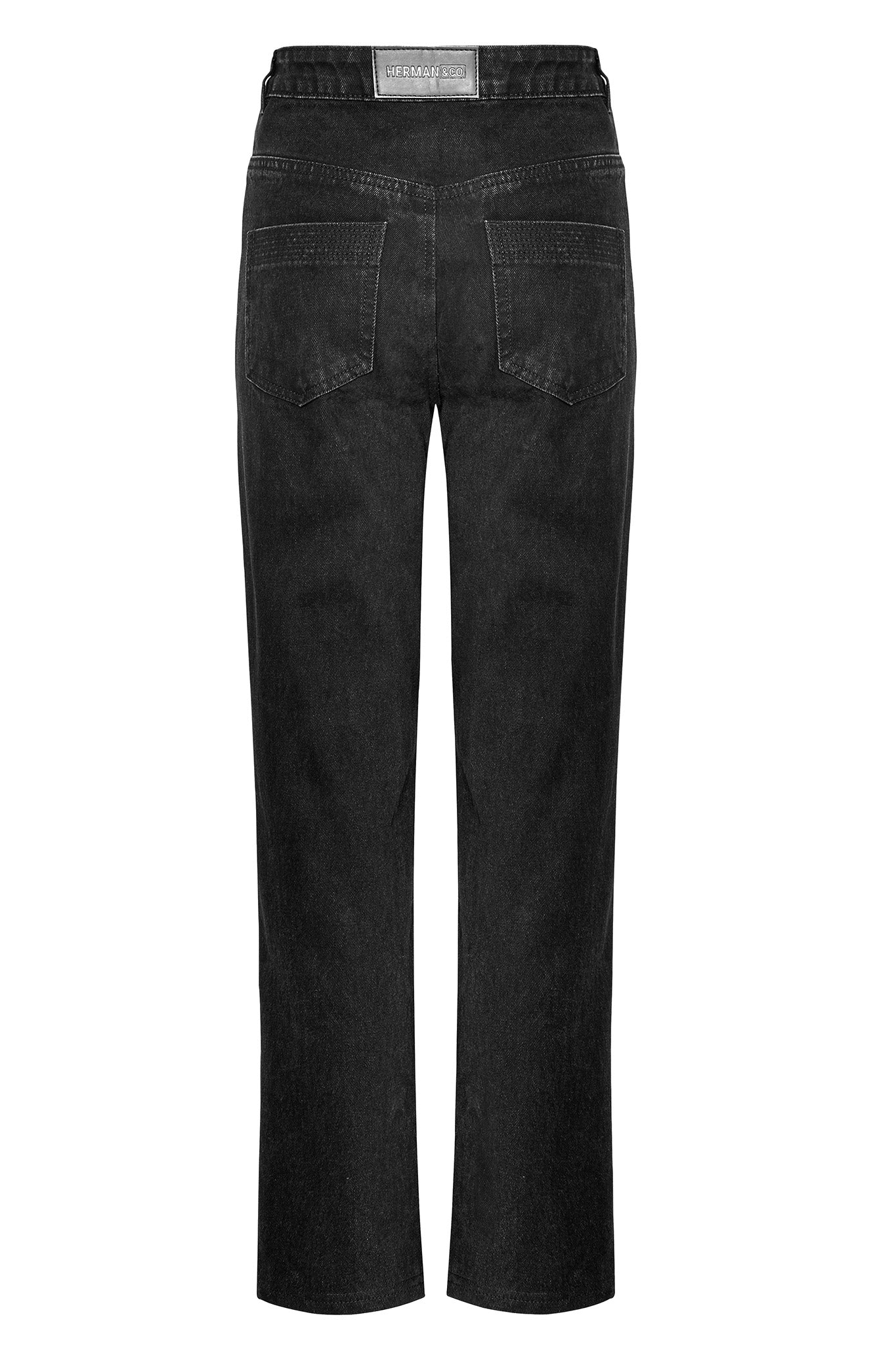 HIGH WAISTED STRAIGHT LEG JEANS - BLACK