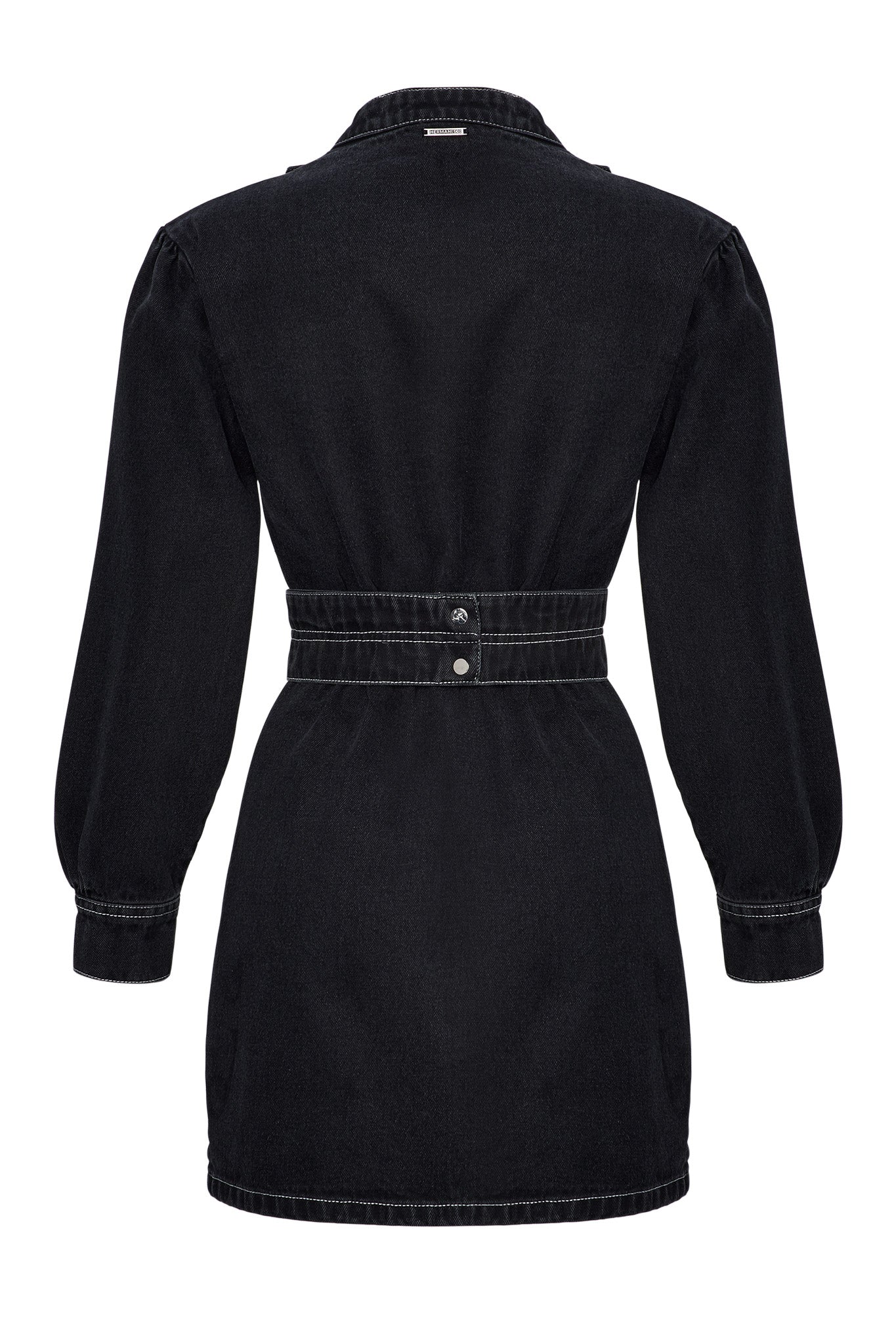 ASYMMETRIC BELTED DRESS - BLACK