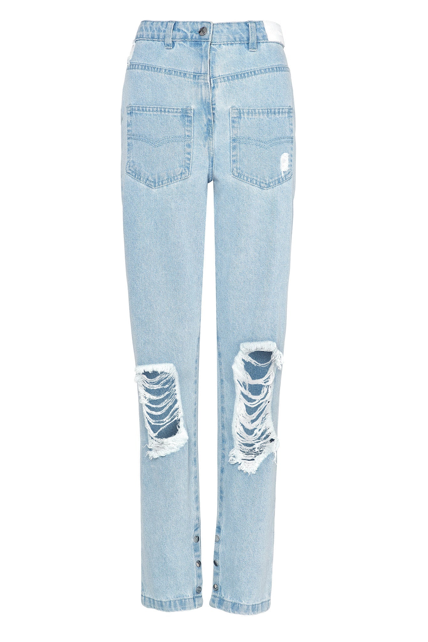 HIGH WAISTED DISTRESSED JEANS - LIGHT BLUE