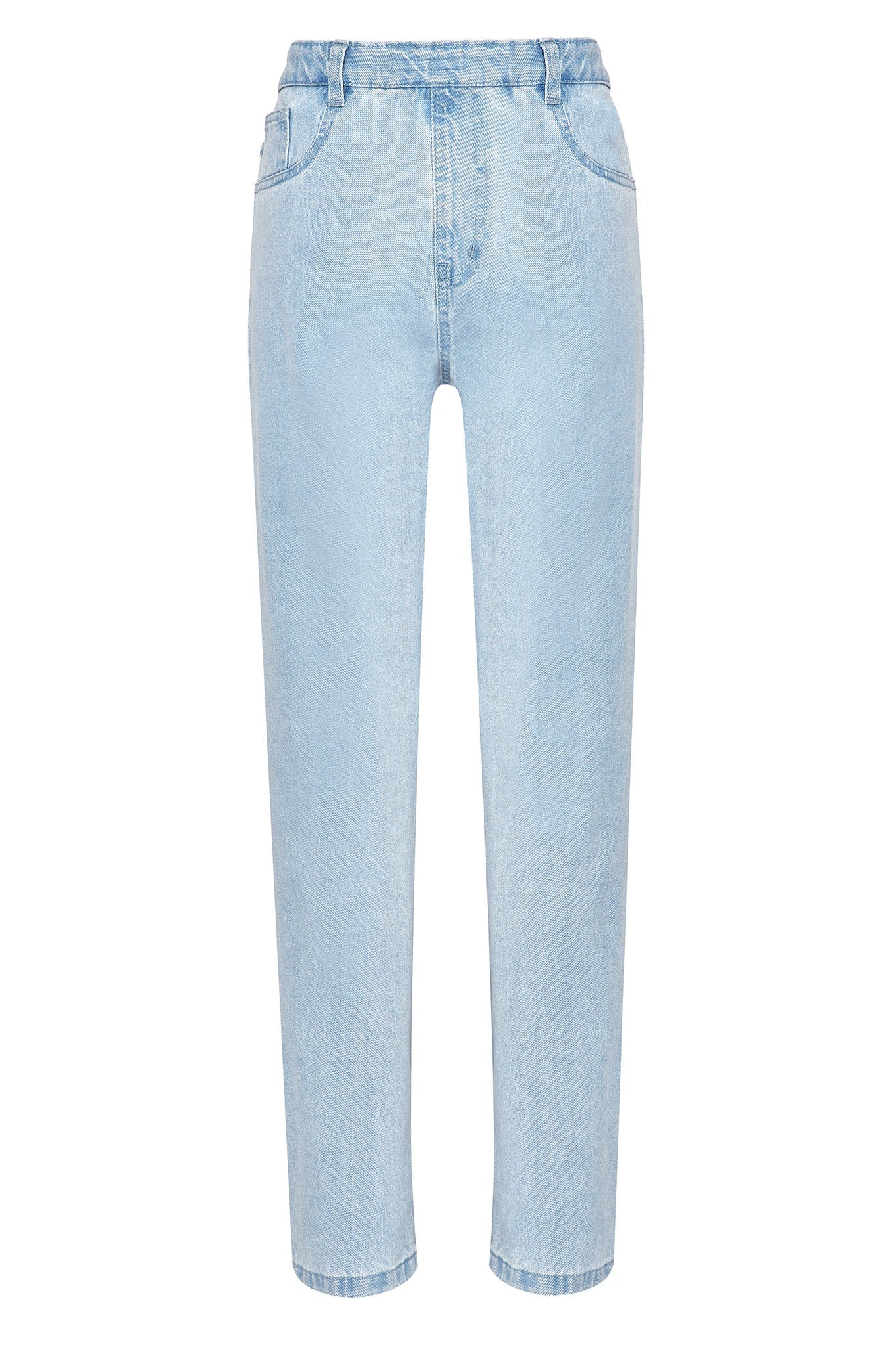 HIGH WAISTED DISTRESSED JEANS - LIGHT BLUE