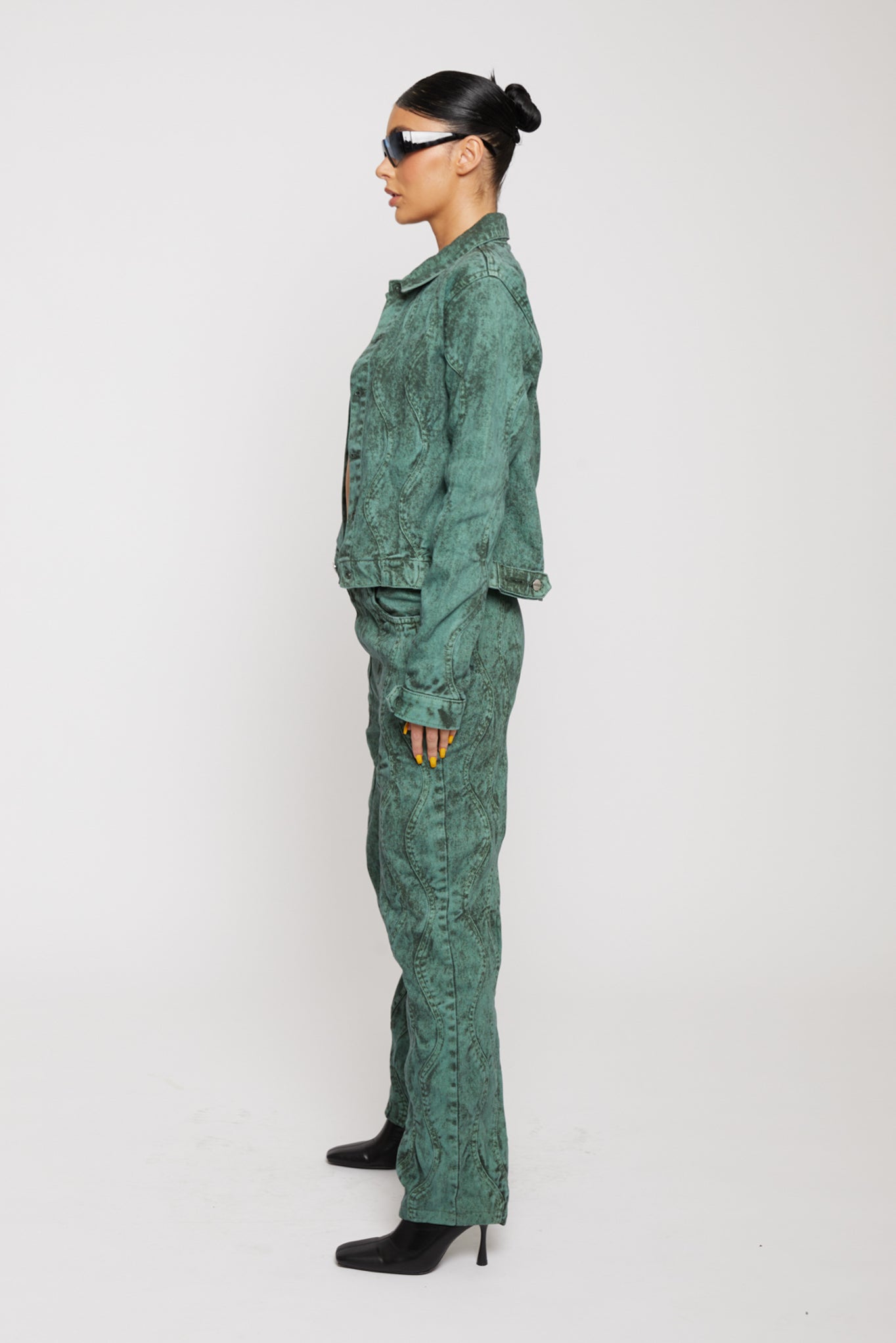 OVERSIZED DENIM JACKET - DARK GREEN