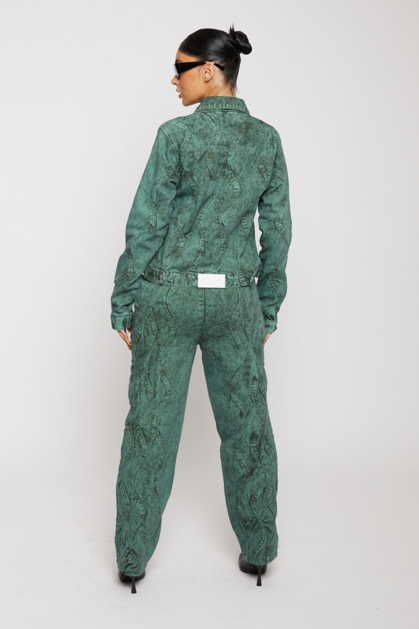 OVERSIZED DENIM JACKET - DARK GREEN