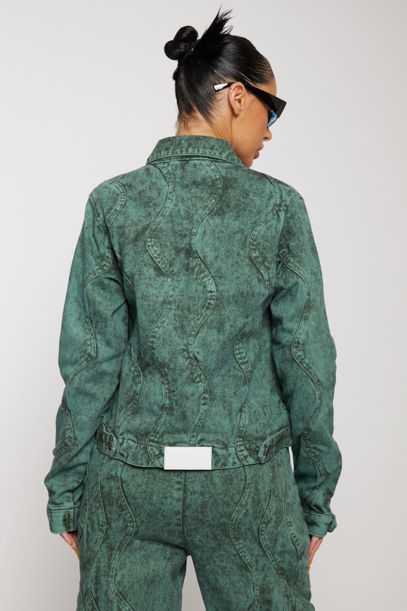 OVERSIZED DENIM JACKET - DARK GREEN
