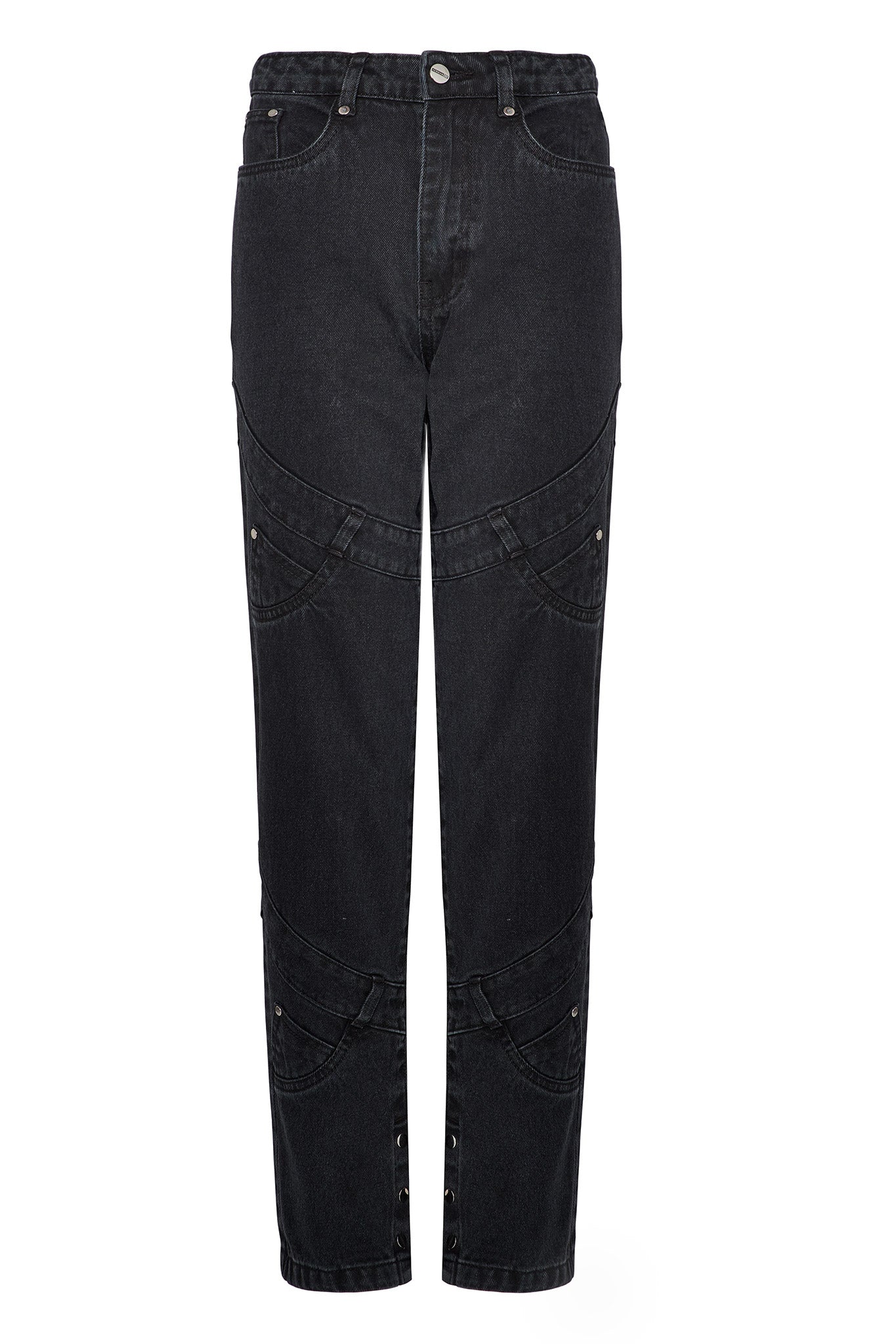 HIGH WAISTED STRAIGHT LEG JEANS - BLACK