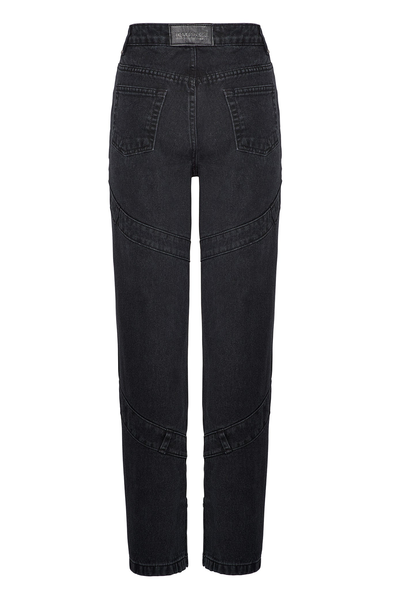 HIGH WAISTED STRAIGHT LEG JEANS - BLACK