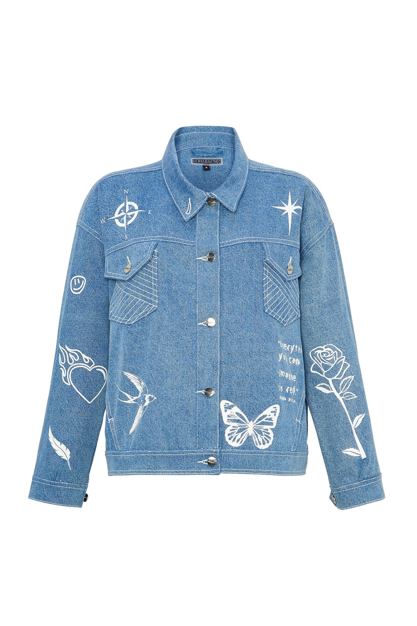 Printed Denim jacket - Light blue