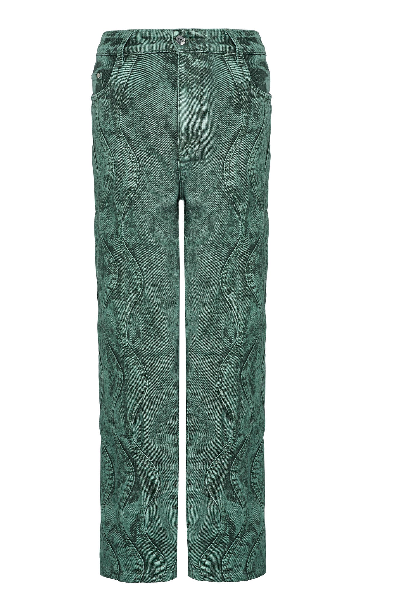 HIGH WAISTED RELAXED JEANS - DARK GREEN