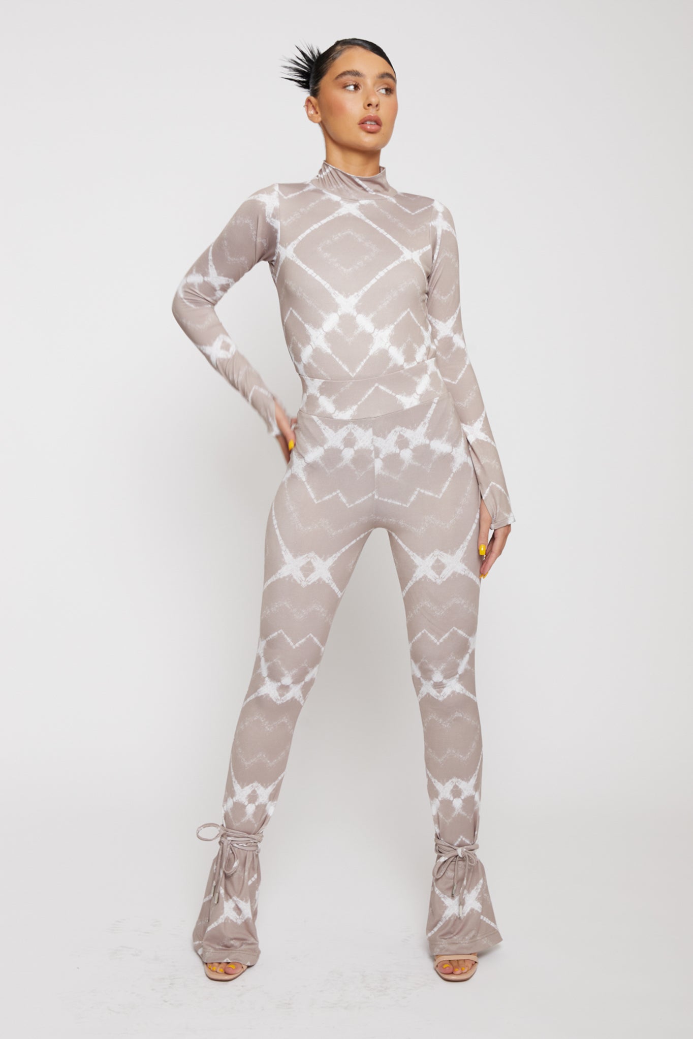 FIT AND FLARE Printed Legging - TAUPE