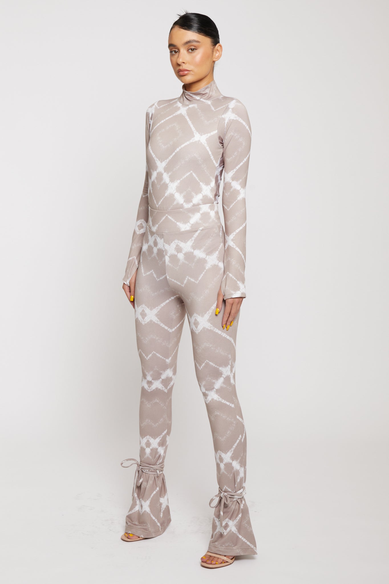 FIT AND FLARE Printed Legging - TAUPE