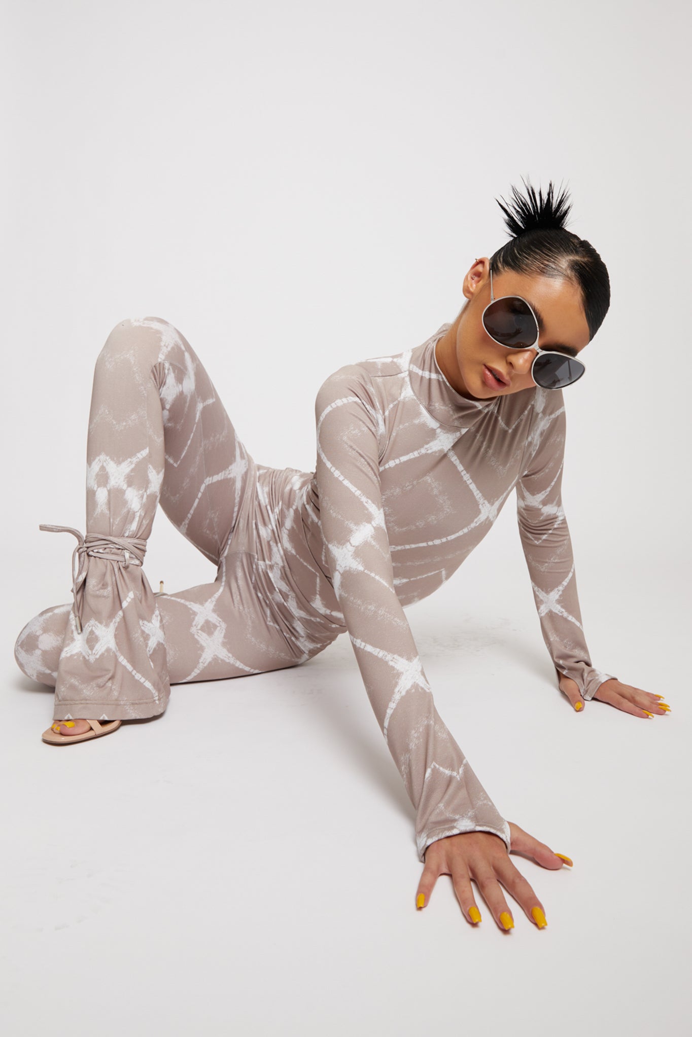 FIT AND FLARE Printed Legging - TAUPE