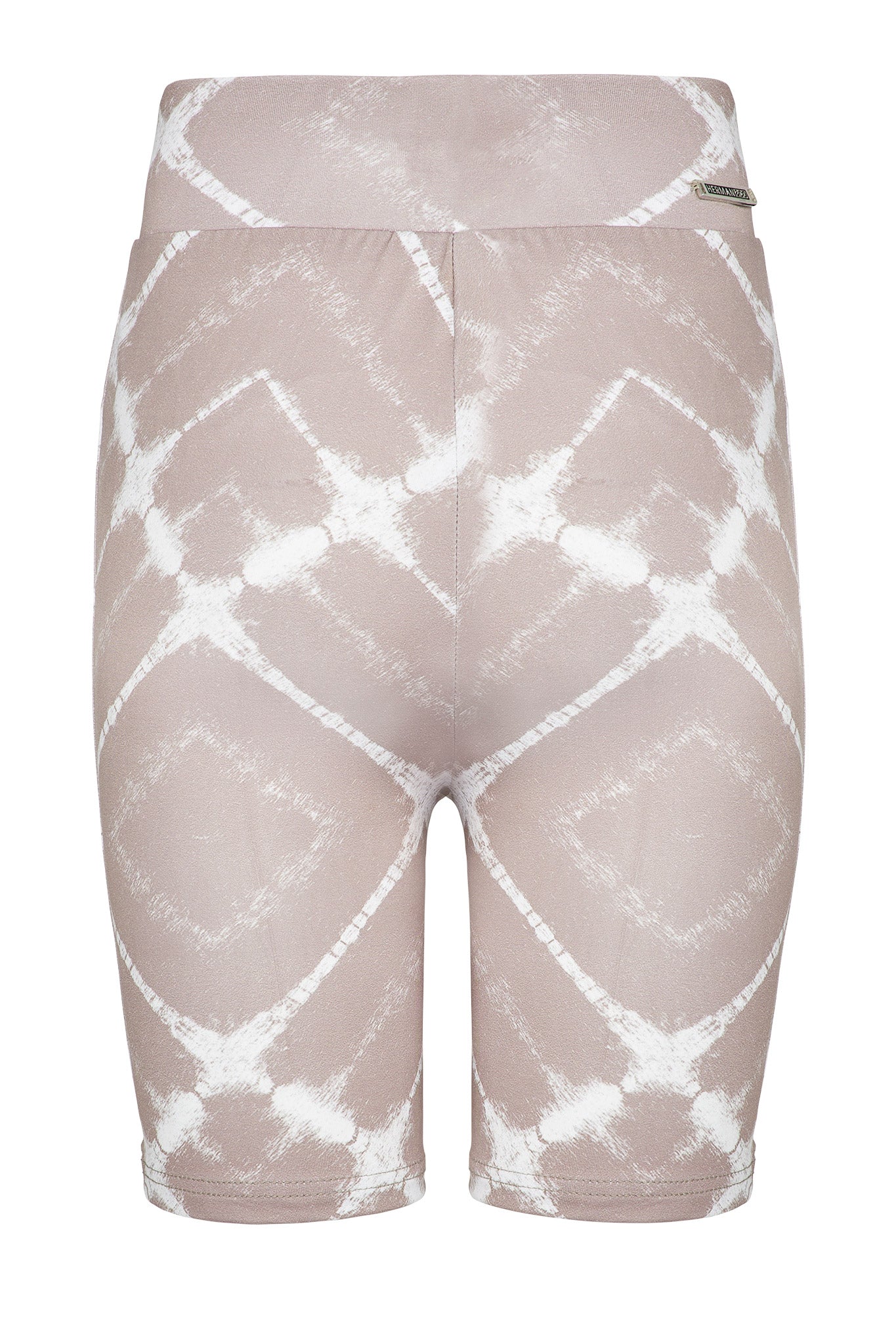 PRINTED HIGH RISE CYCLING SHORTS - TAUPE