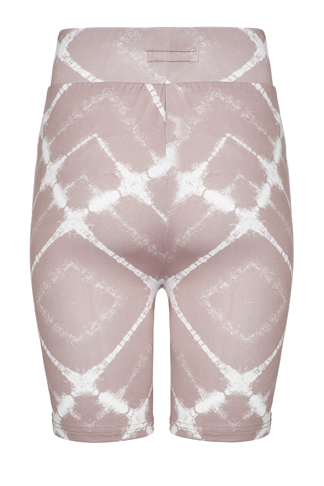 PRINTED HIGH RISE CYCLING SHORTS - TAUPE