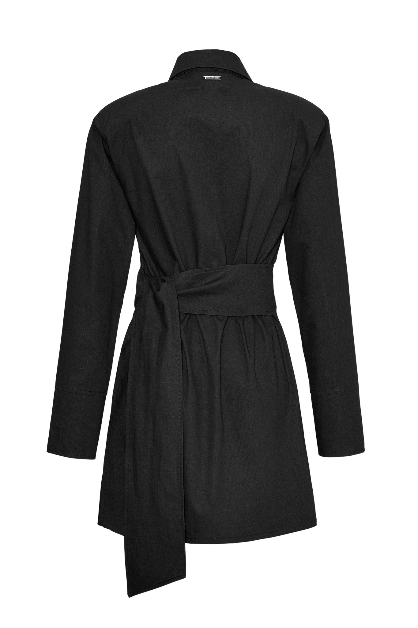 COTTON ASYMMETRIC SHIRT DRESS - BLACK