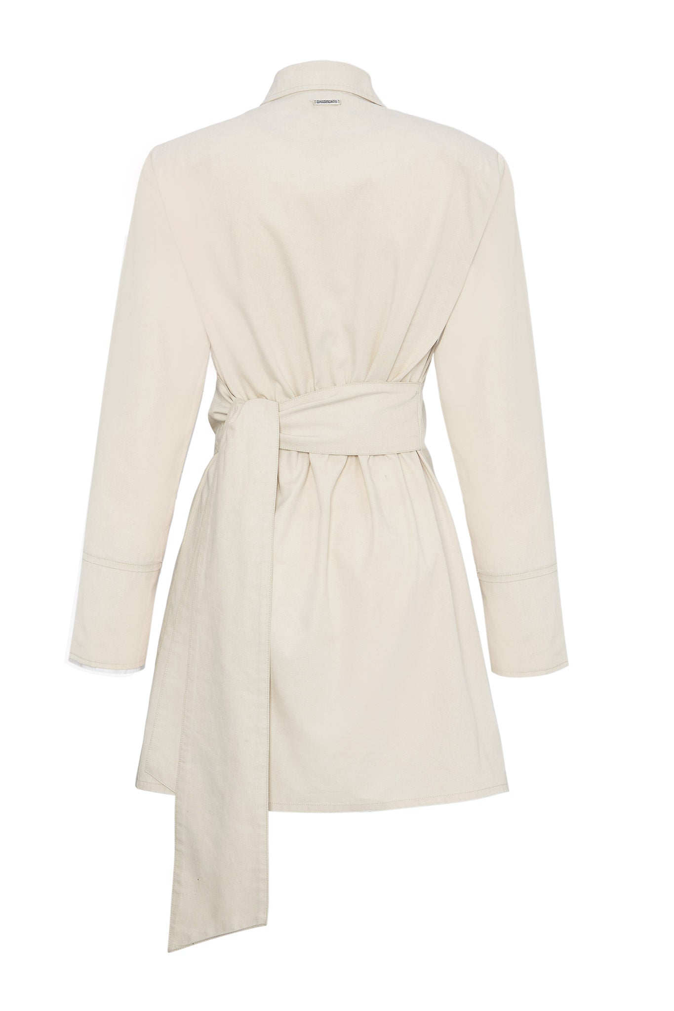 COTTON ASYMMETRIC SHIRT DRESS - BEIGE
