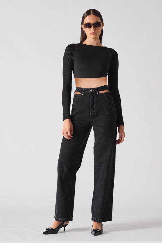 STRAIGHT LEG JEANS - BLACK