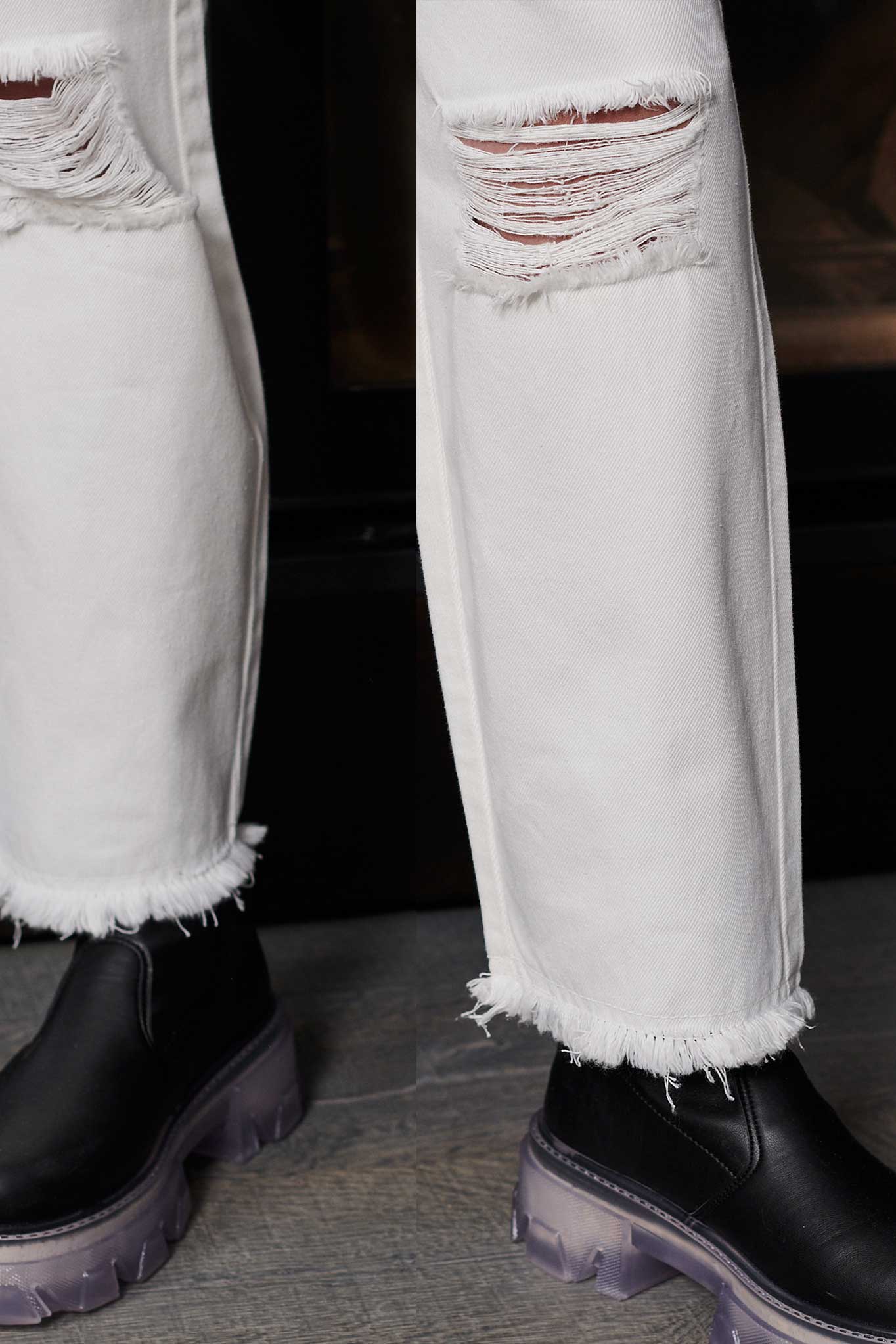 DISTRESSED STRAIGHT JEAN - WHITE