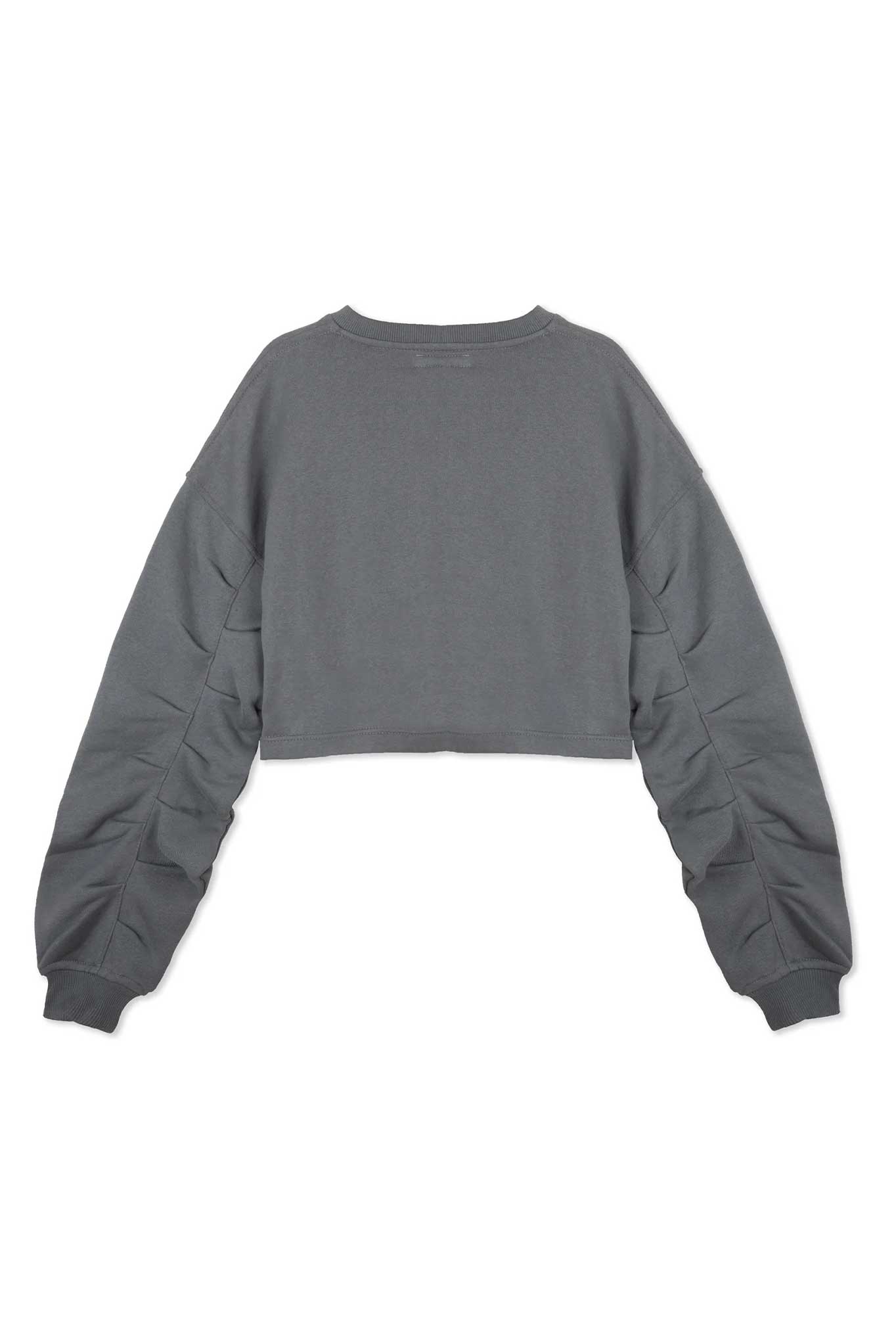 CROPPED CREW NECK JUMPER - GREY
