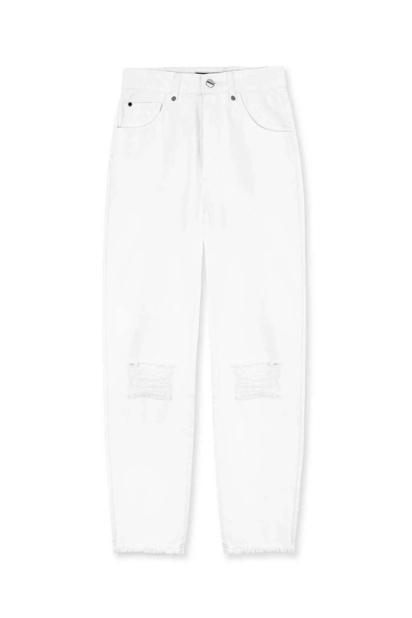 DISTRESSED STRAIGHT JEAN - WHITE