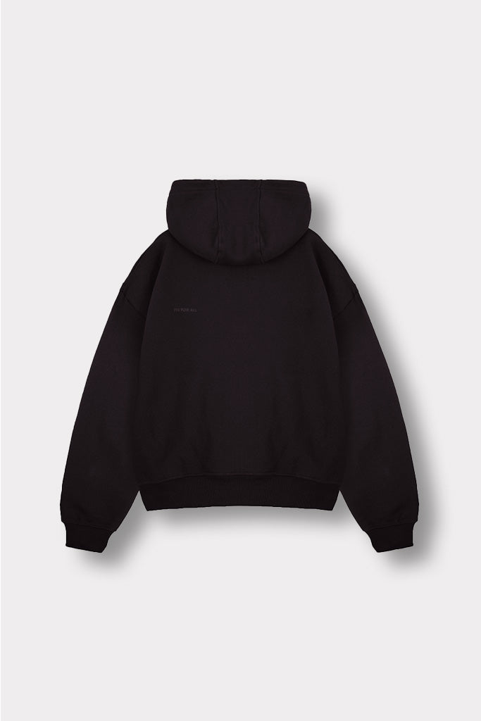 REGULAR ZIP UP HOODIE - BLACK