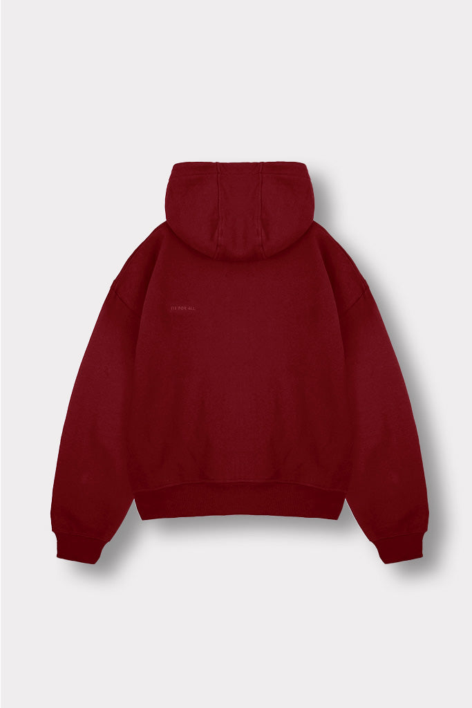 REGULAR ZIP UP HOODIE - Burgundy
