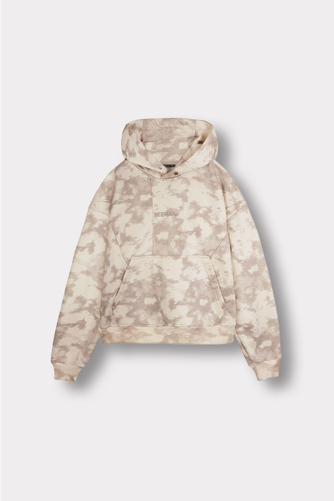 REGULAR TIE DYE PULLOVER HOODIE - BEIGE
