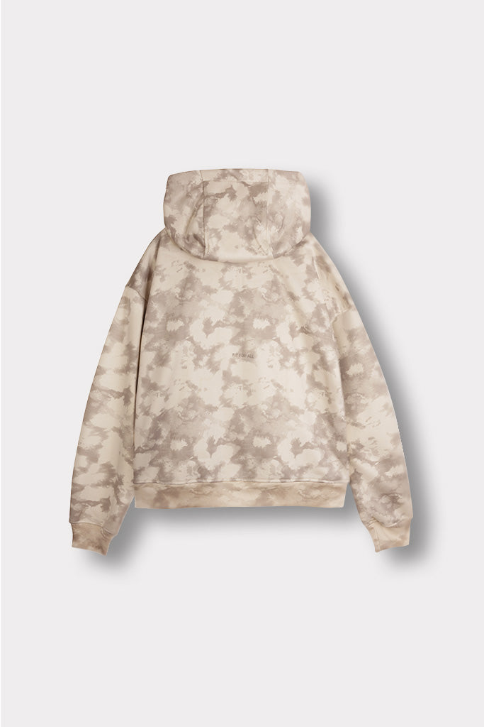 REGULAR TIE DYE PULLOVER HOODIE - BEIGE