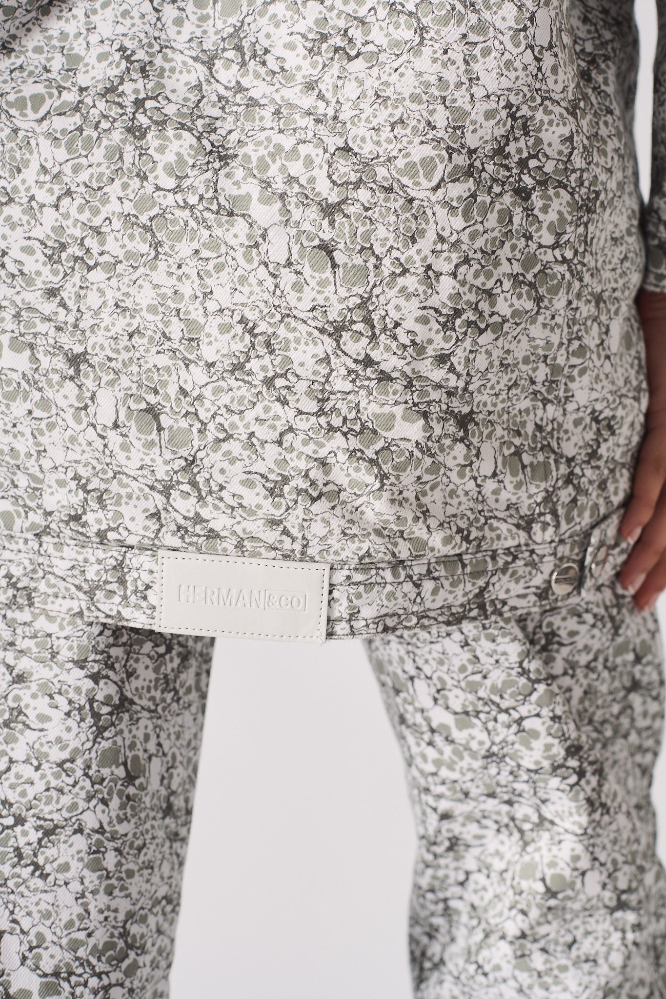 Sherpa printed Denim Jacket - Grey