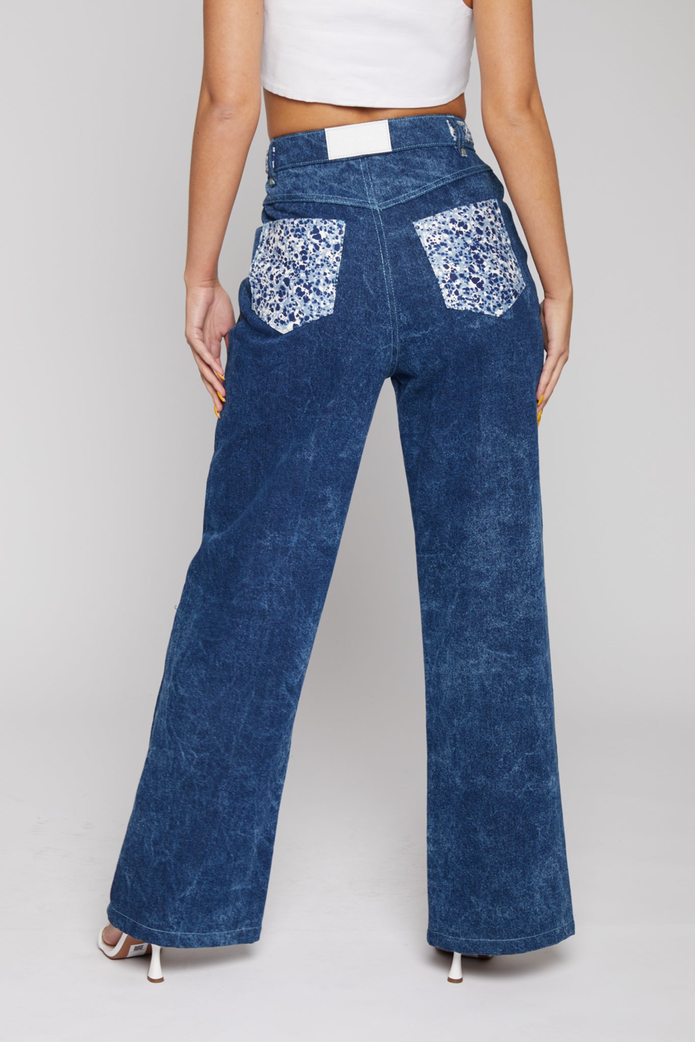 HIGH WAISTED WIDE LEG JEANS - NAVY BLUE