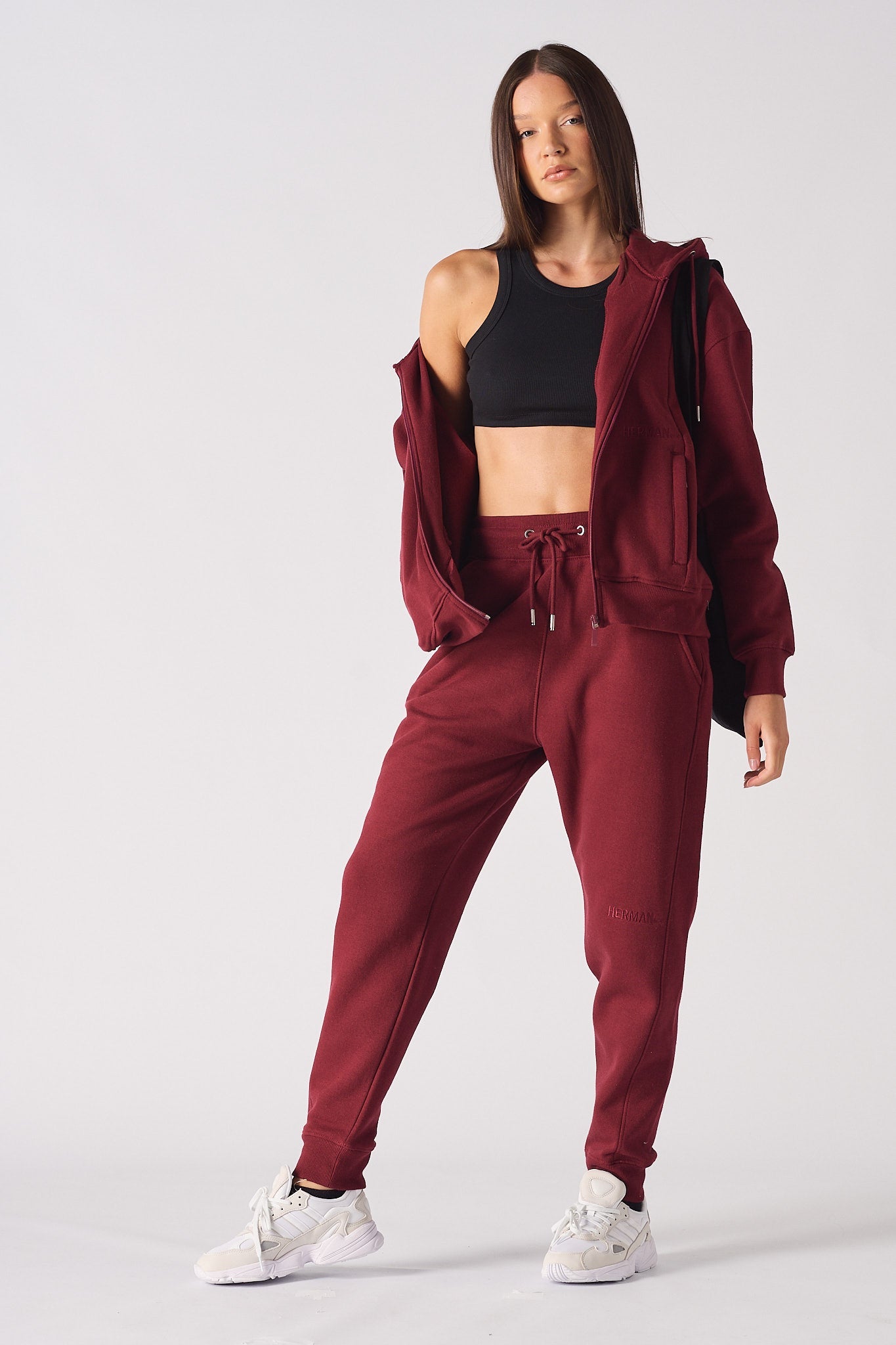 REGULAR ZIP UP HOODIE - Burgundy