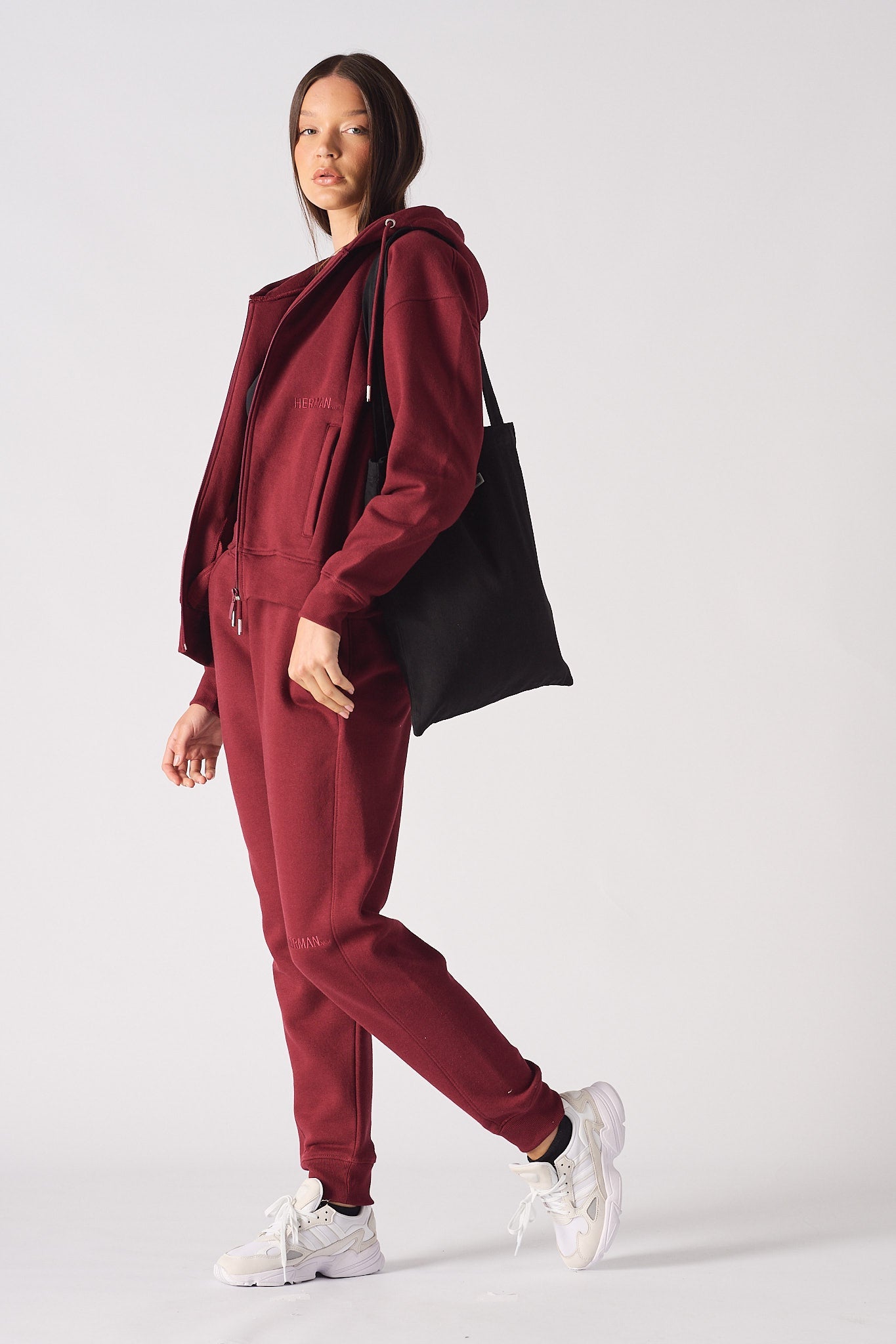 REGULAR ZIP UP HOODIE - Burgundy