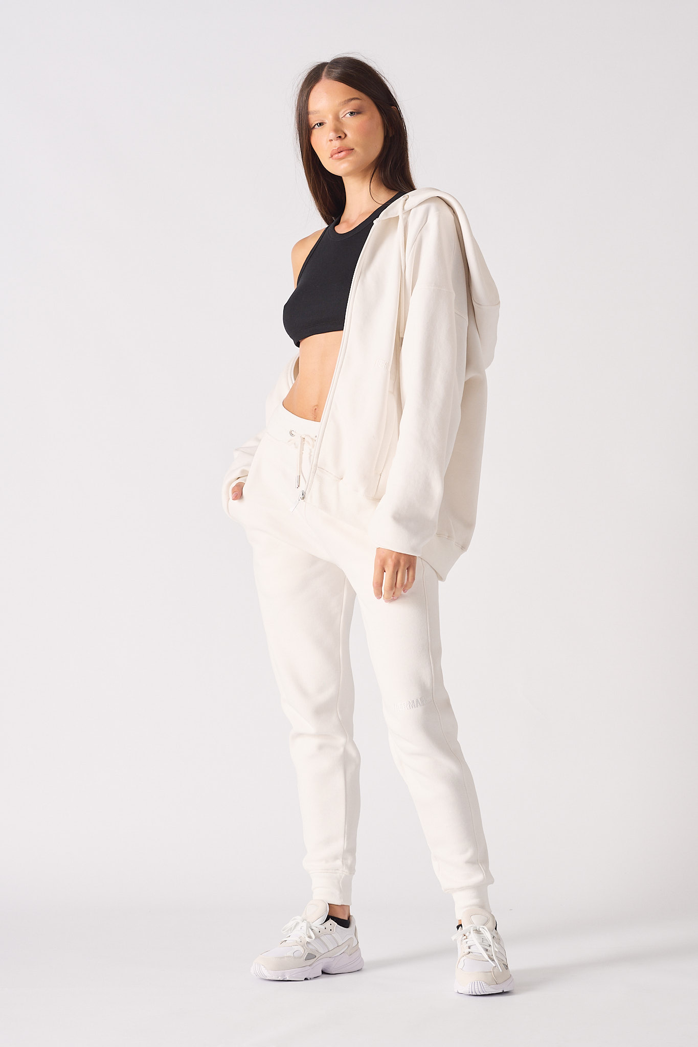 REGULAR ZIP UP HOODIE - WHITE