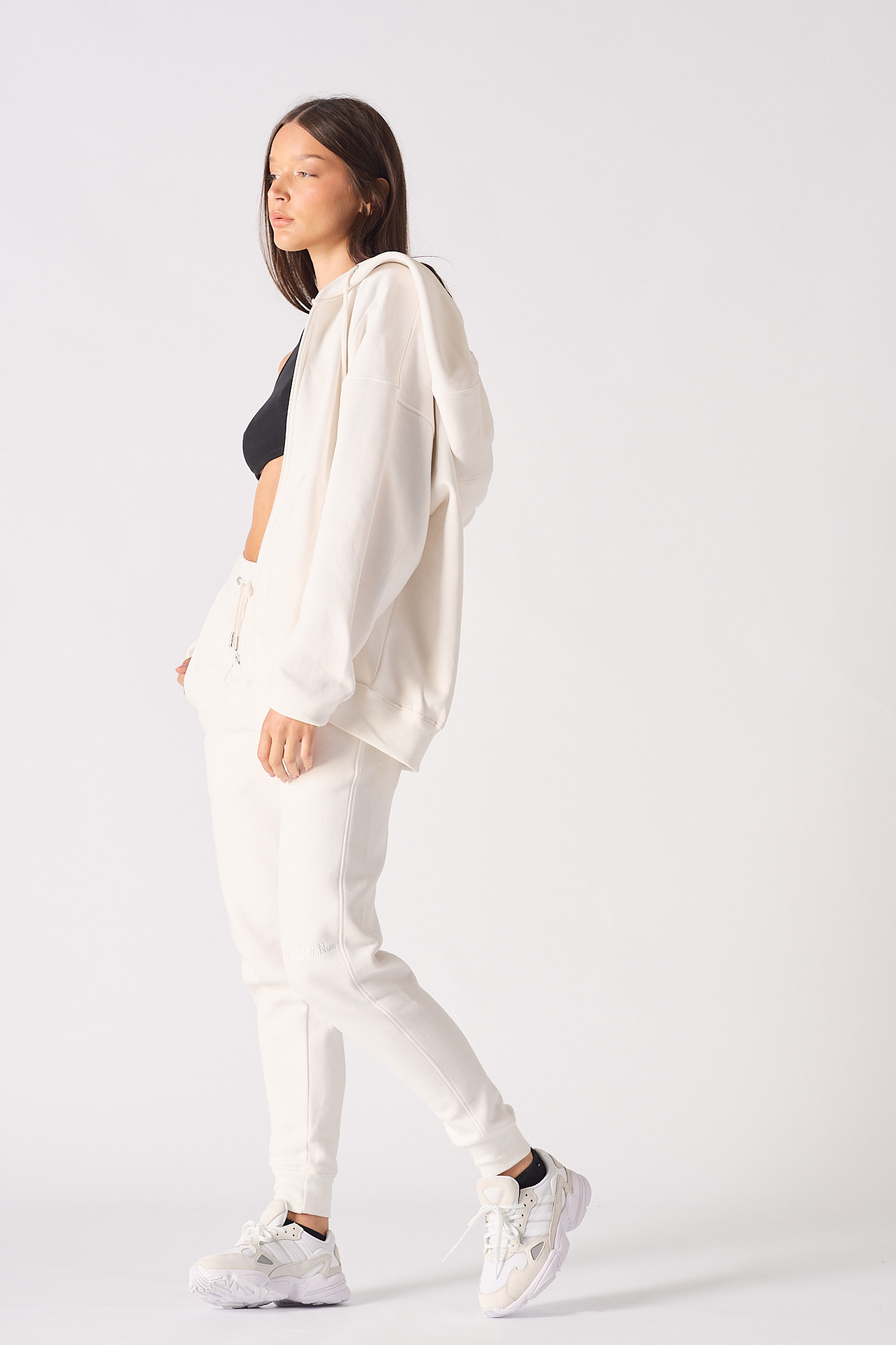 REGULAR ZIP UP HOODIE - WHITE