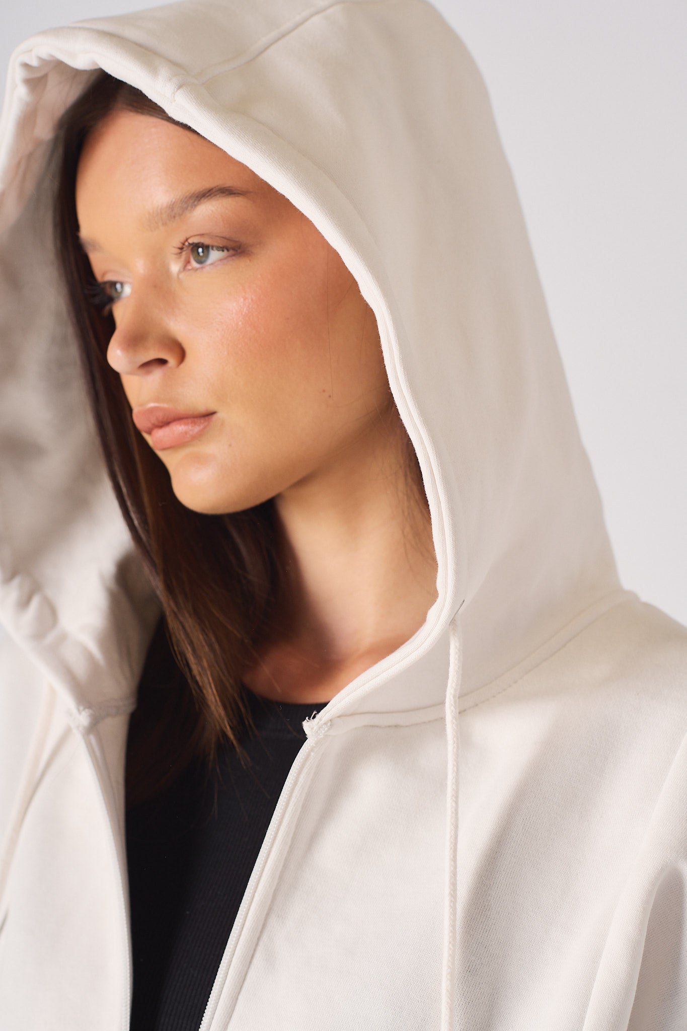 REGULAR ZIP UP HOODIE - WHITE
