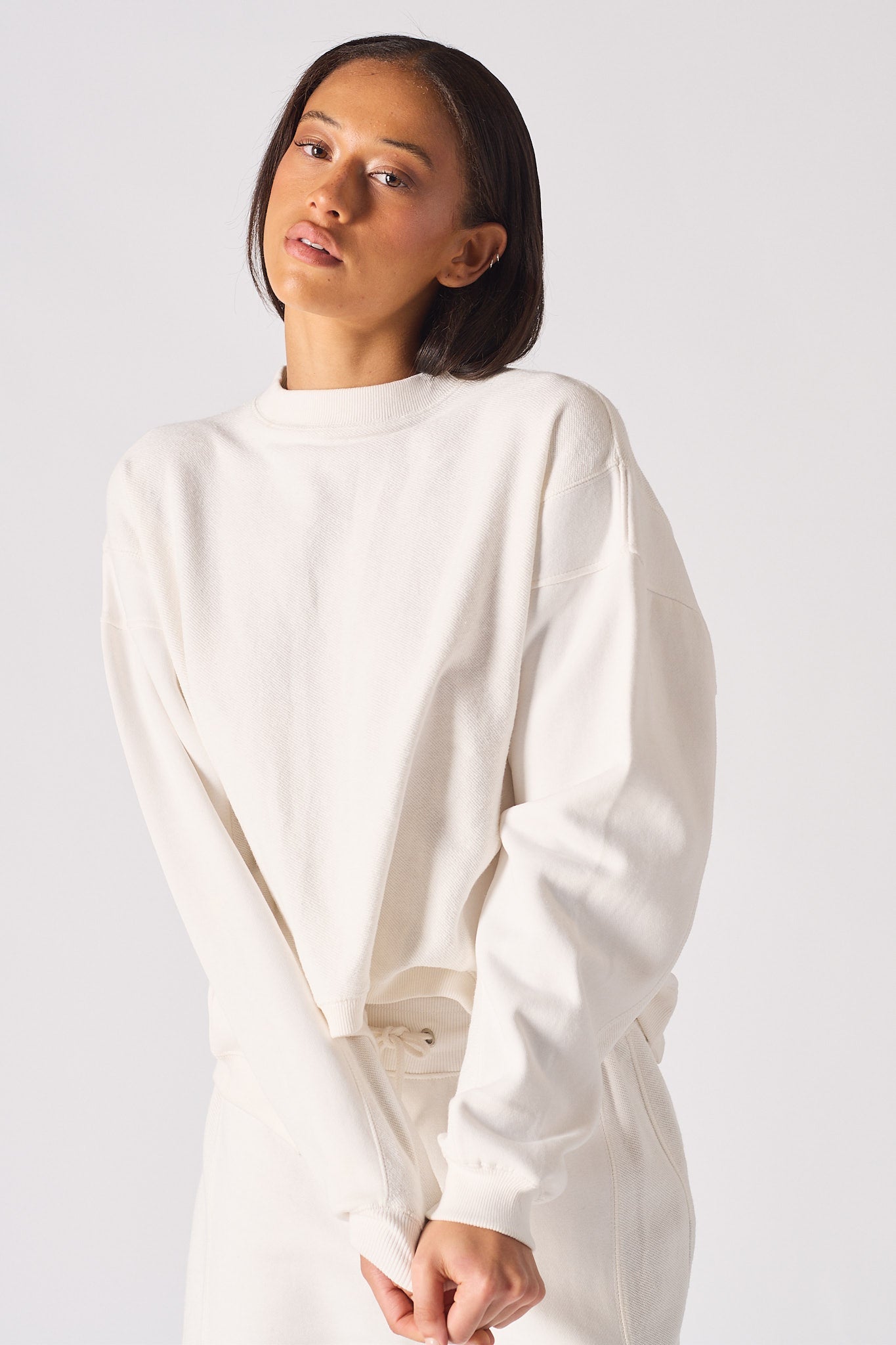 CREW NECK JUMPER  - WHITE