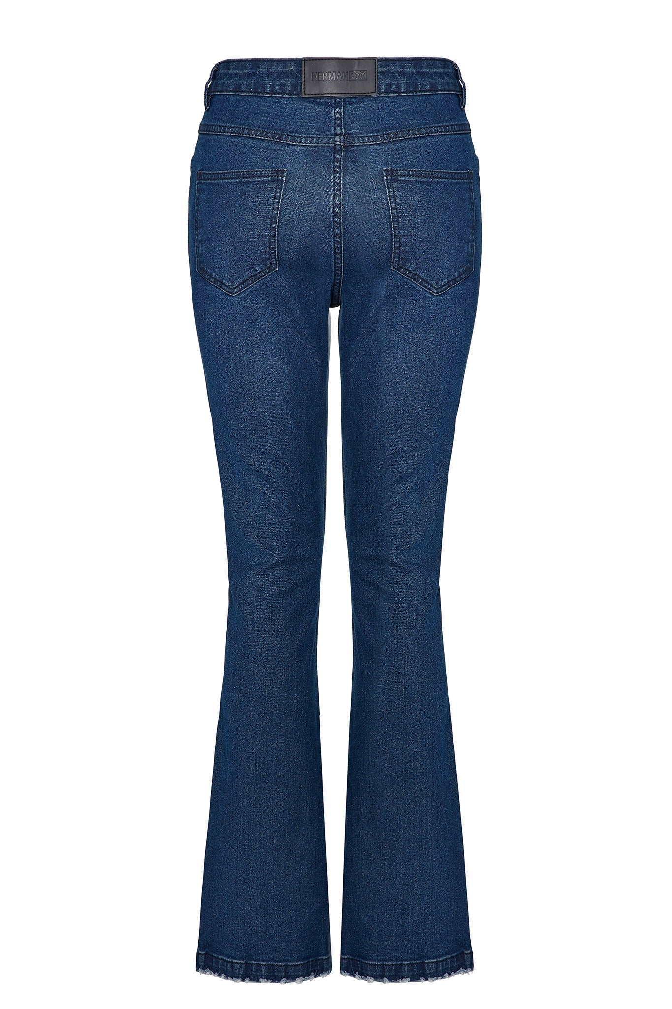 DISTRESSED FLARE JEANS - DARK BLUE