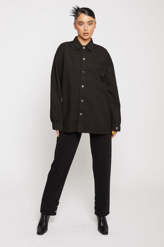 HERMAN COTTON OVERSIZED SHIRT - BLACK